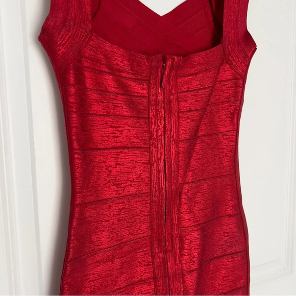Herve Leger Red Mini Dress - Picture 8 of 10